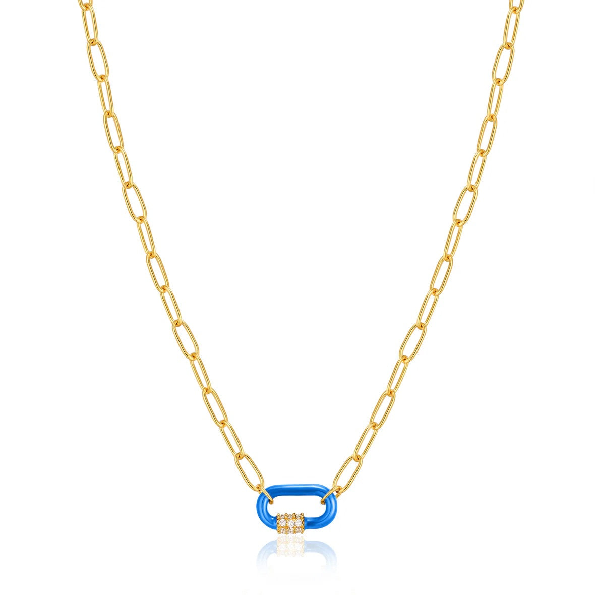 Neon Nights -  Enamel Carabiner Gold Necklace