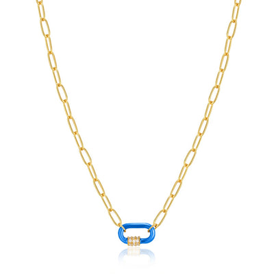 Neon Nights -  Enamel Carabiner Gold Necklace