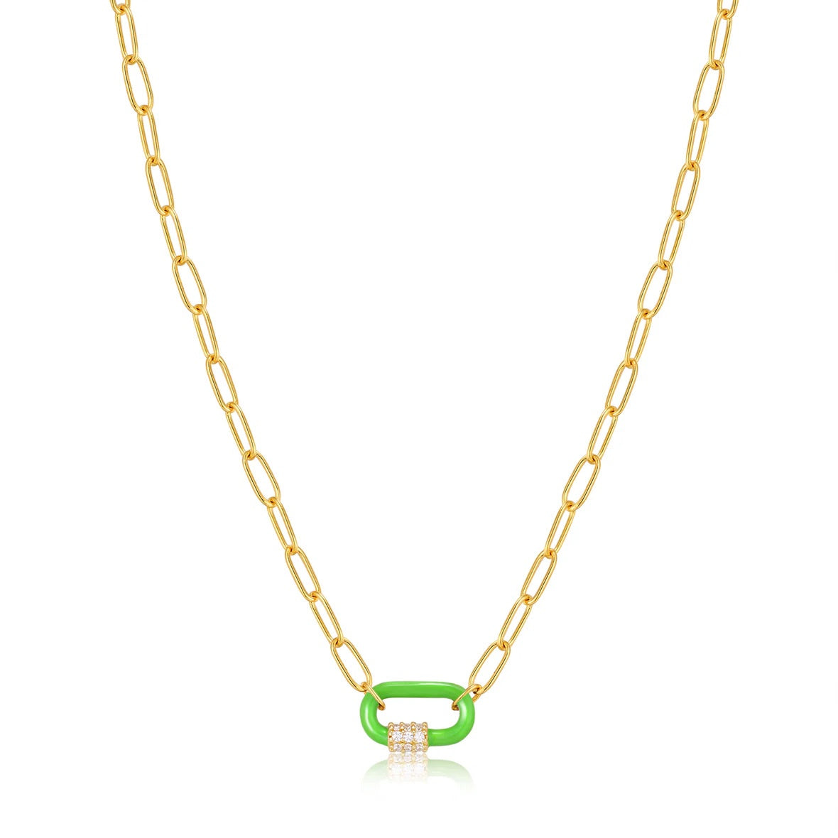 Neon Nights -  Enamel Carabiner Gold Necklace