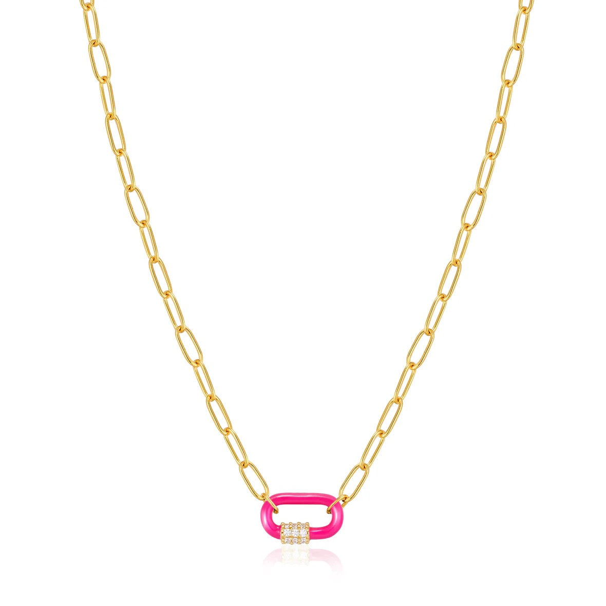 Neon Nights -  Enamel Carabiner Gold Necklace