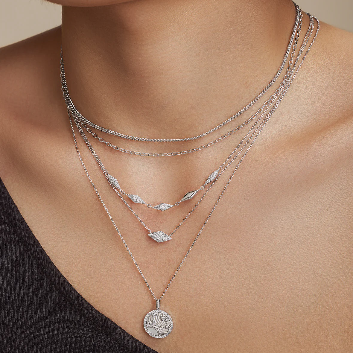 Diamond Shaped Pavé Sparkle Necklace