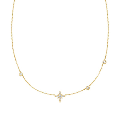 Miss Dainty - Eight - Pointed Star CZ Station Necklace