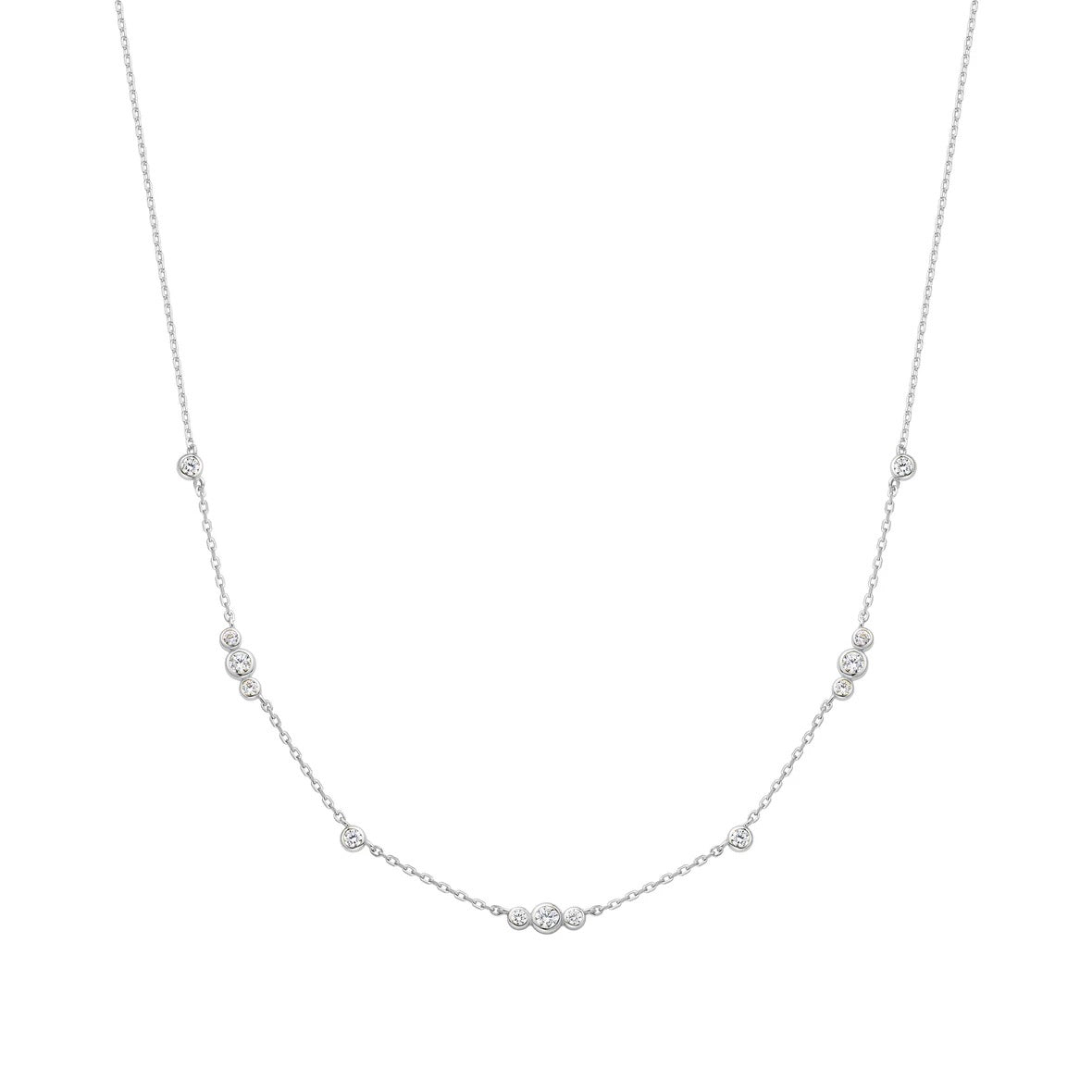 Miss Dainty - Sparkling Bezel CZ Station Necklace