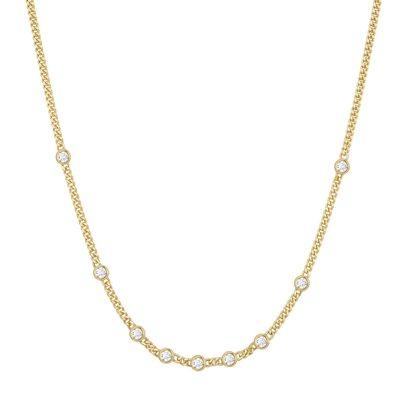 Melodic Poet - Gold Multi Station Round Stone Chain Necklace