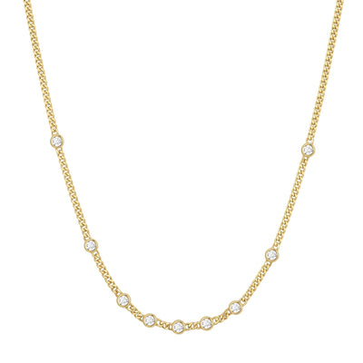 Melodic Poet - Gold Multi Station Round Stone Chain Necklace