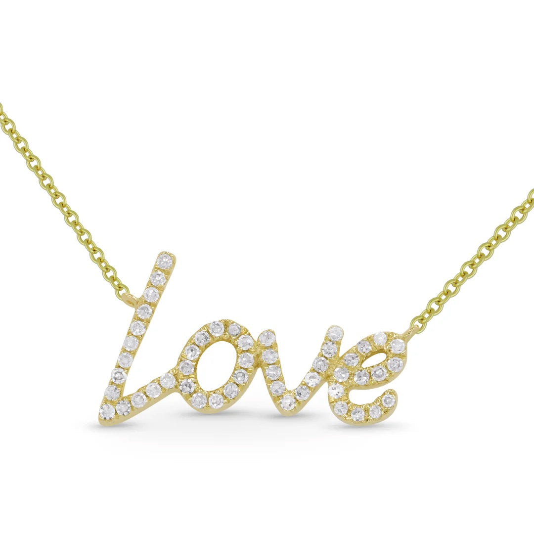 14K Love Script Diamond Necklace