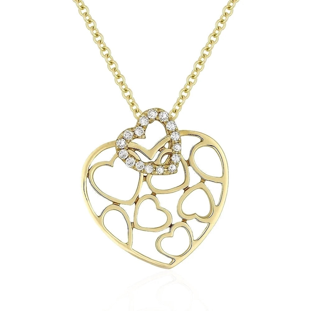 14K Open Heart Diamond Necklace