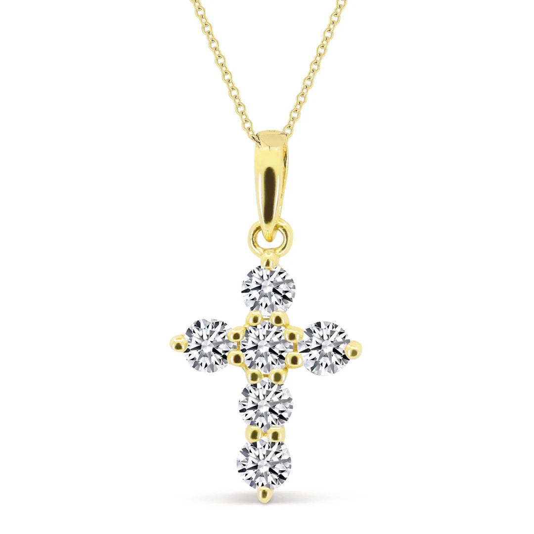 14K Petite Diamond Cross Necklace