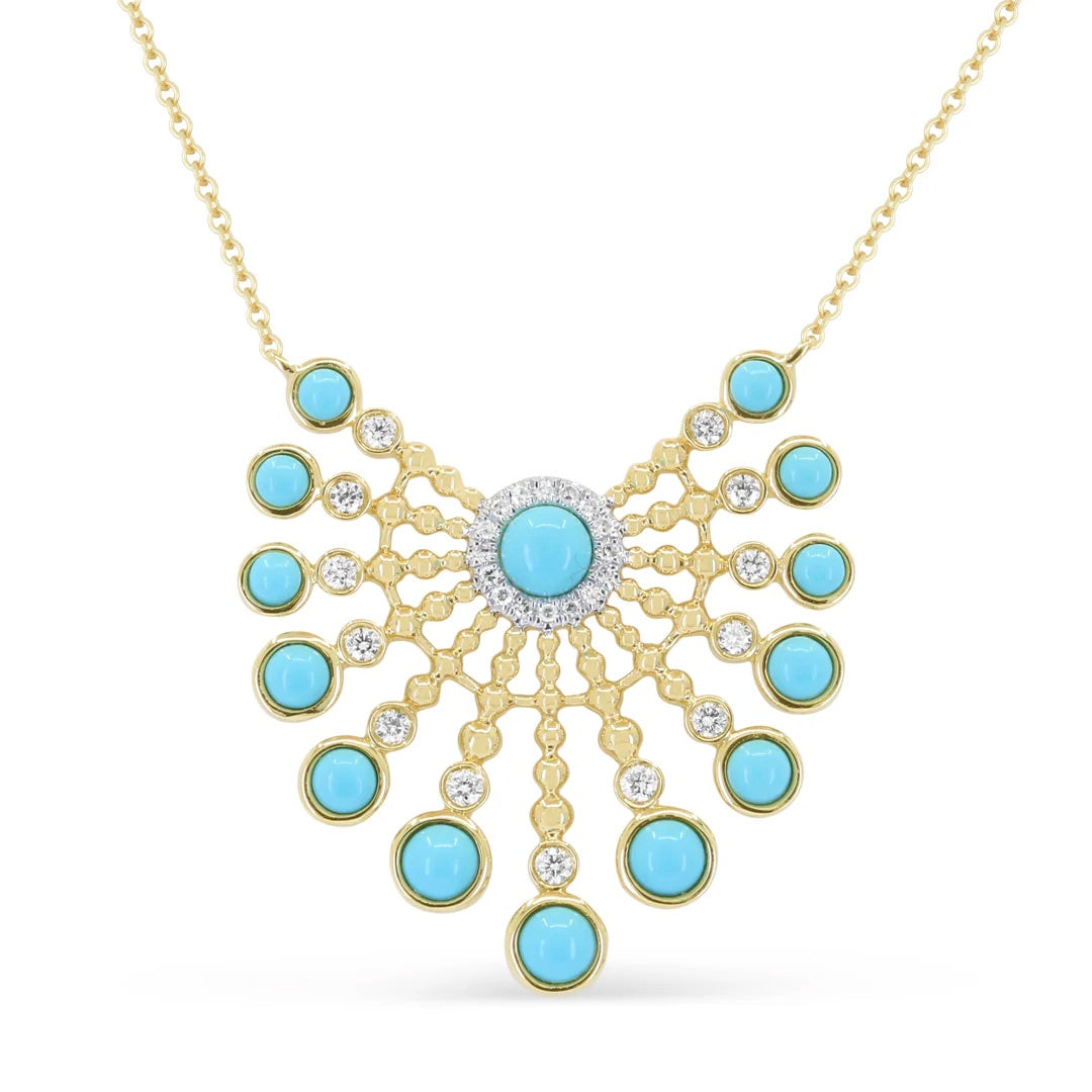 14KY Turquoise & Diamond Necklace