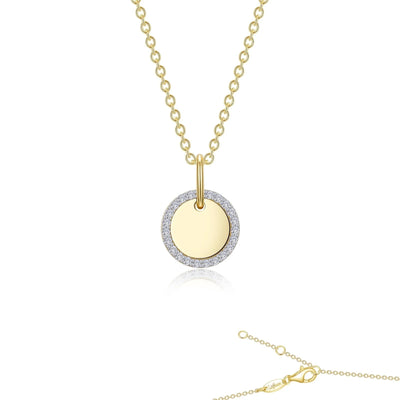 TR Gold Round Disc Pendant Necklace