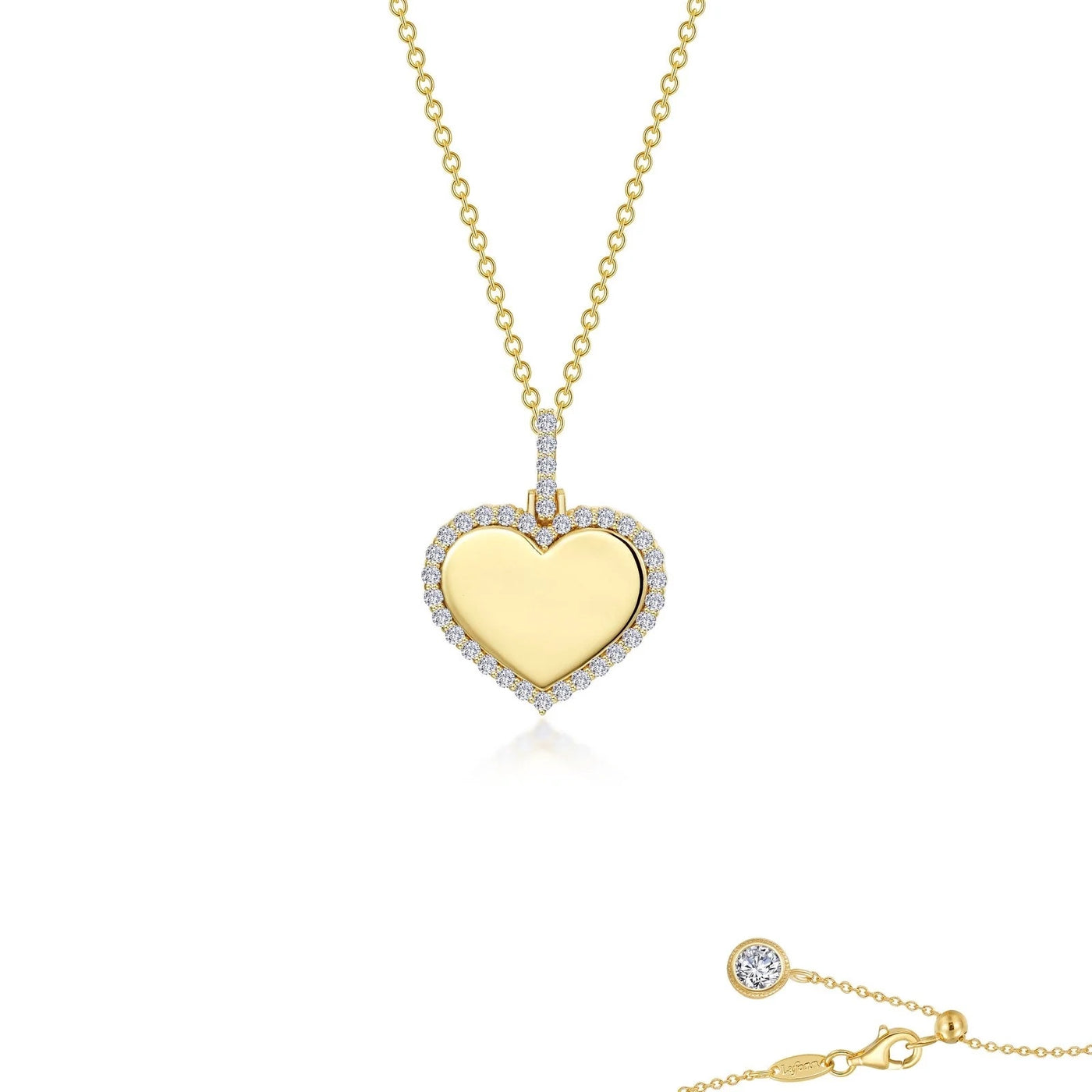 TR Gold Fancy Heart Pendant Necklace