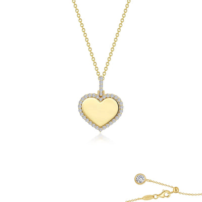 TR Gold Fancy Heart Pendant Necklace