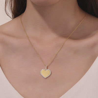 TR Gold Fancy Heart Pendant Necklace