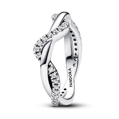 Sparkling Intertwined Wave Ring