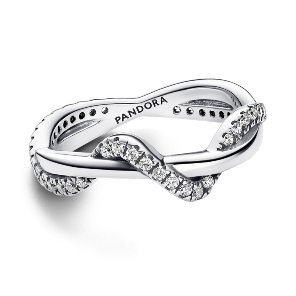 Sparkling Intertwined Wave Ring