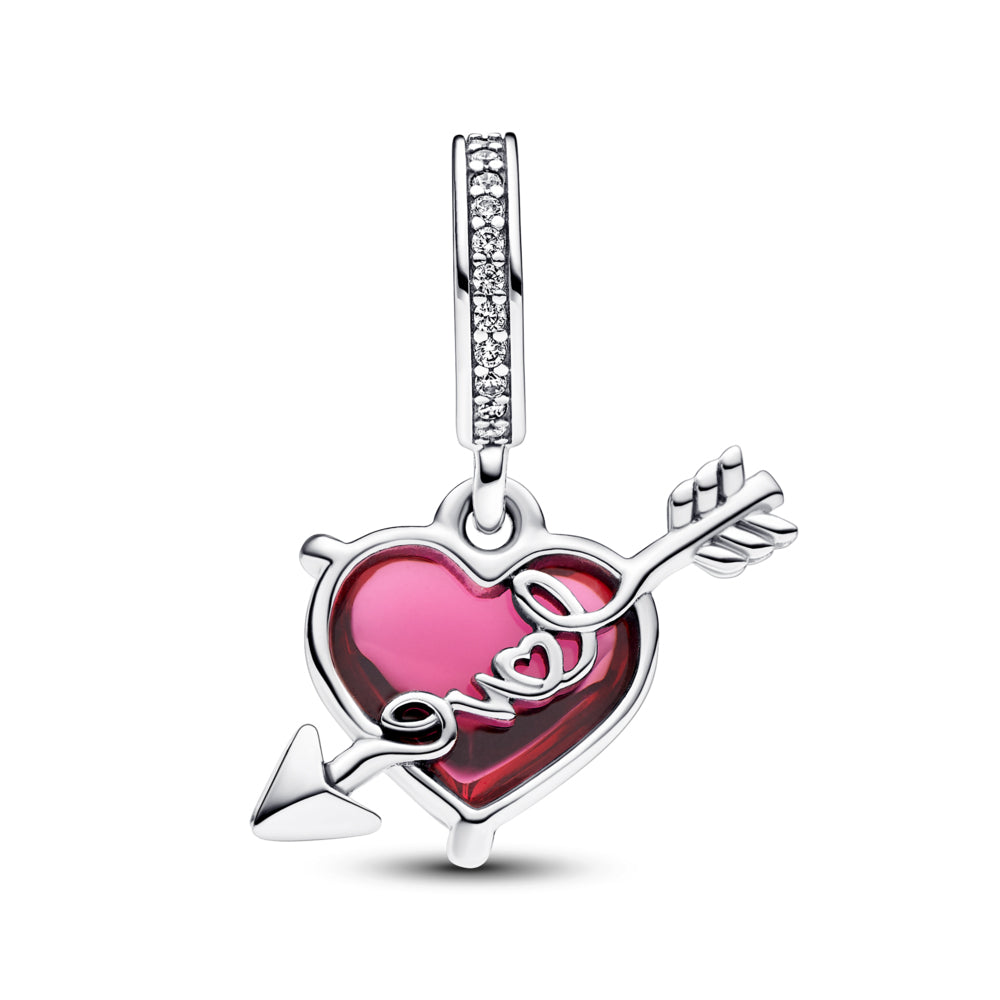 Red Heart Arrow Murano Glass Dangle Charm – Pancharmbracelets