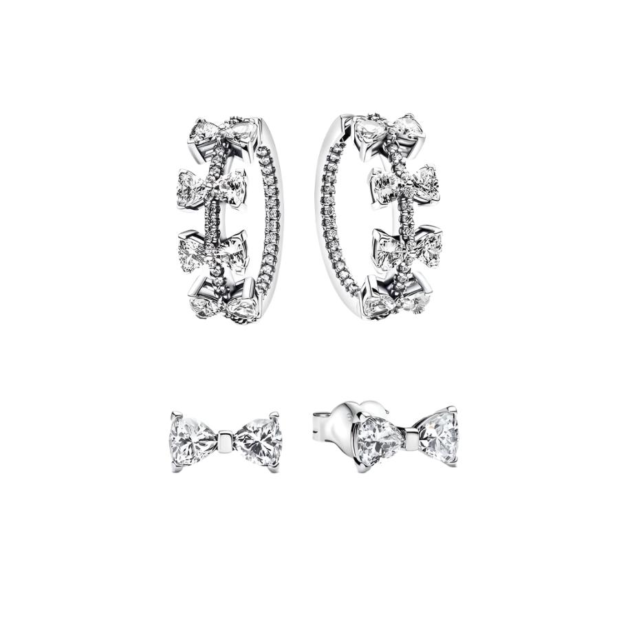 "Sparkling Bow" Stackable Earring Set