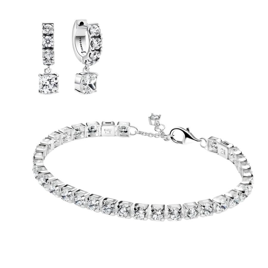 "Bold Sparkling" Tennis Bracelet and Earring Set