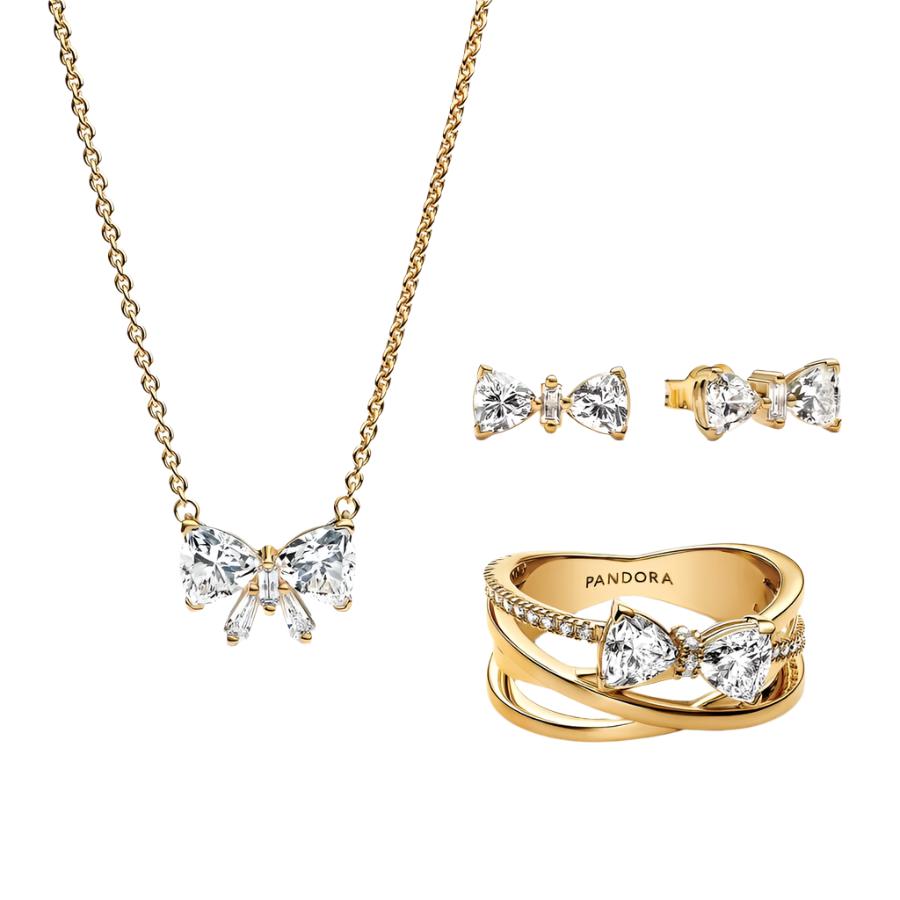 "Golden Sparkling Bow" Jewelry Set