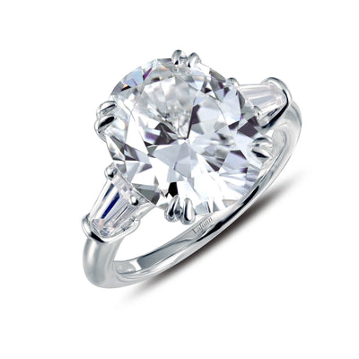 Classic Oval Center Three-Stone Engagement Ring