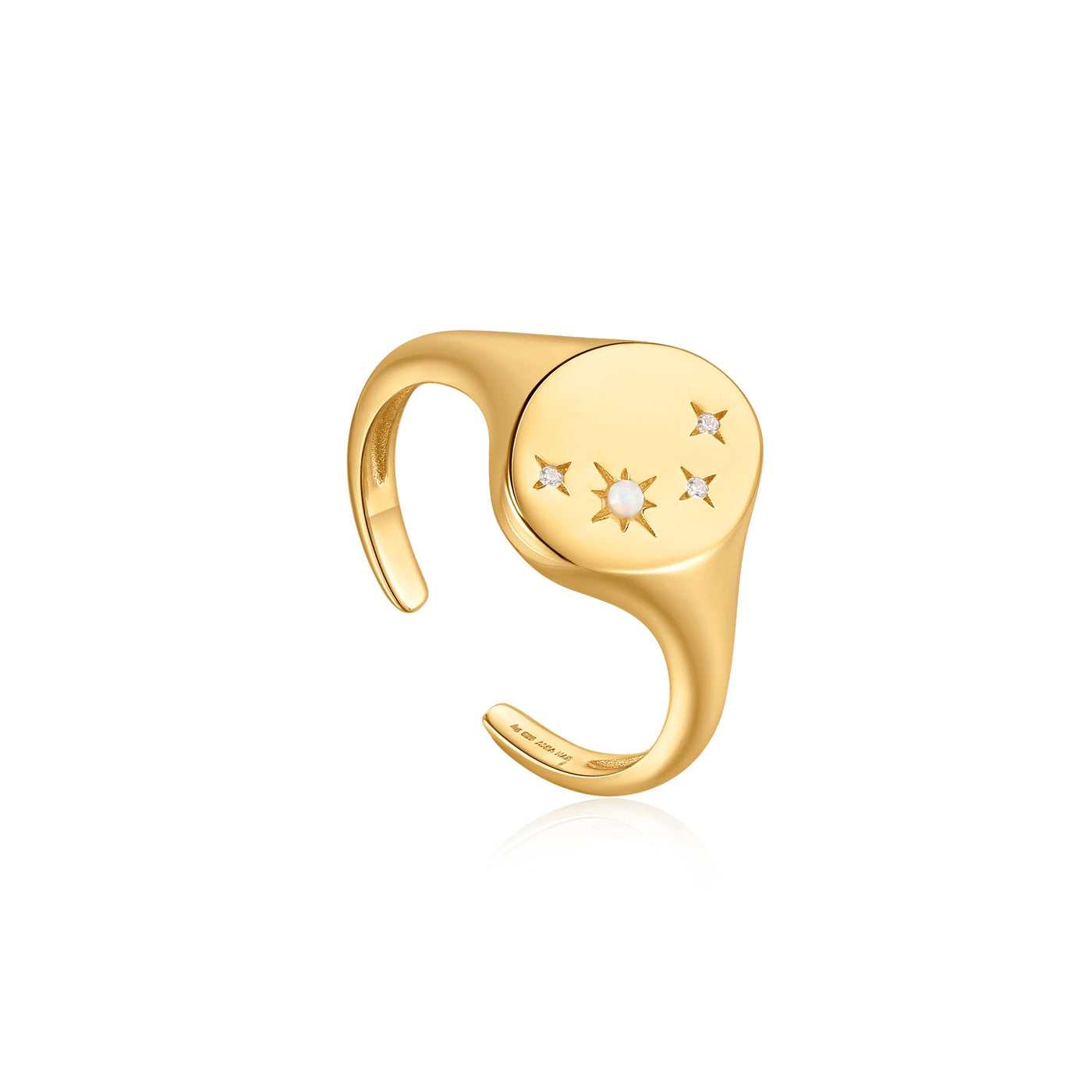 Rising Star - Gold Starry Opal Adjustable Signet Ring