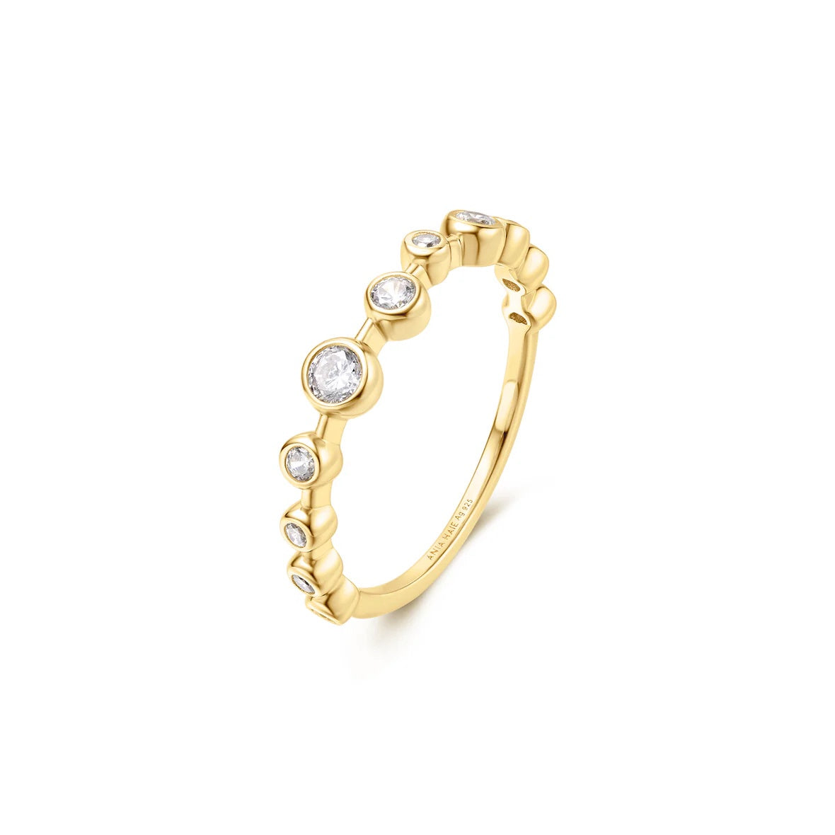 Gold Bezel CZ Zig-Zag Ring