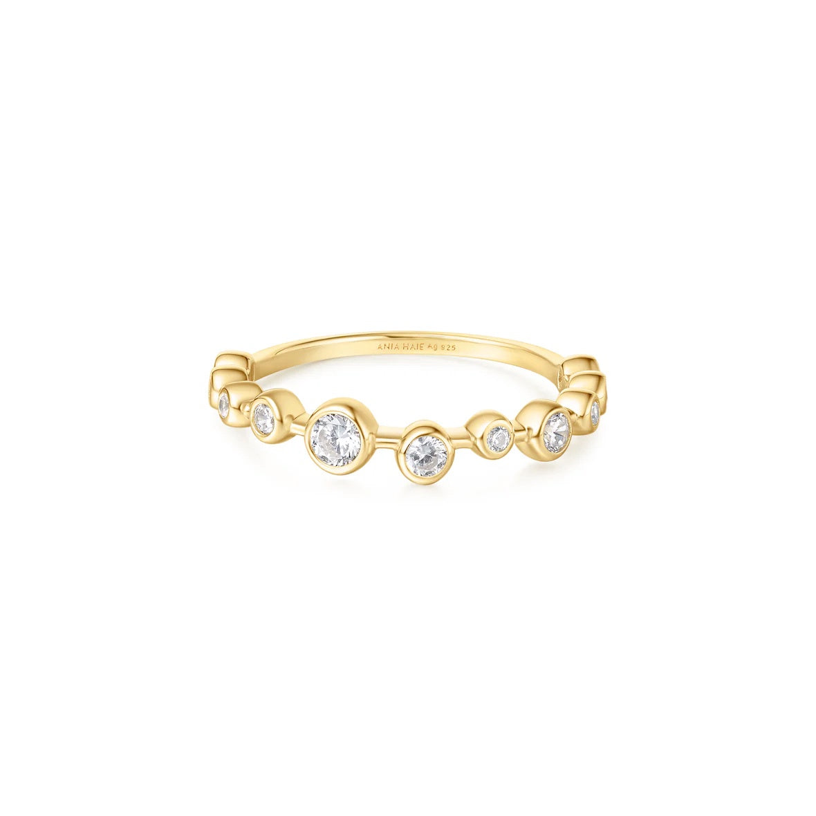 Gold Bezel CZ Zig-Zag Ring