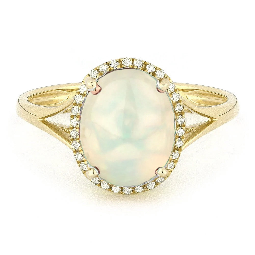 14KY Created Ethiopian Opal & Diamond Ring