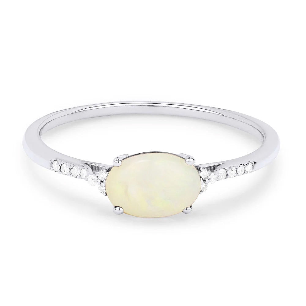 14K Created Opal & Diamond Ring