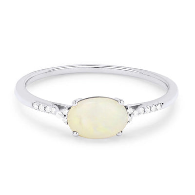 14K Created Opal & Diamond Ring