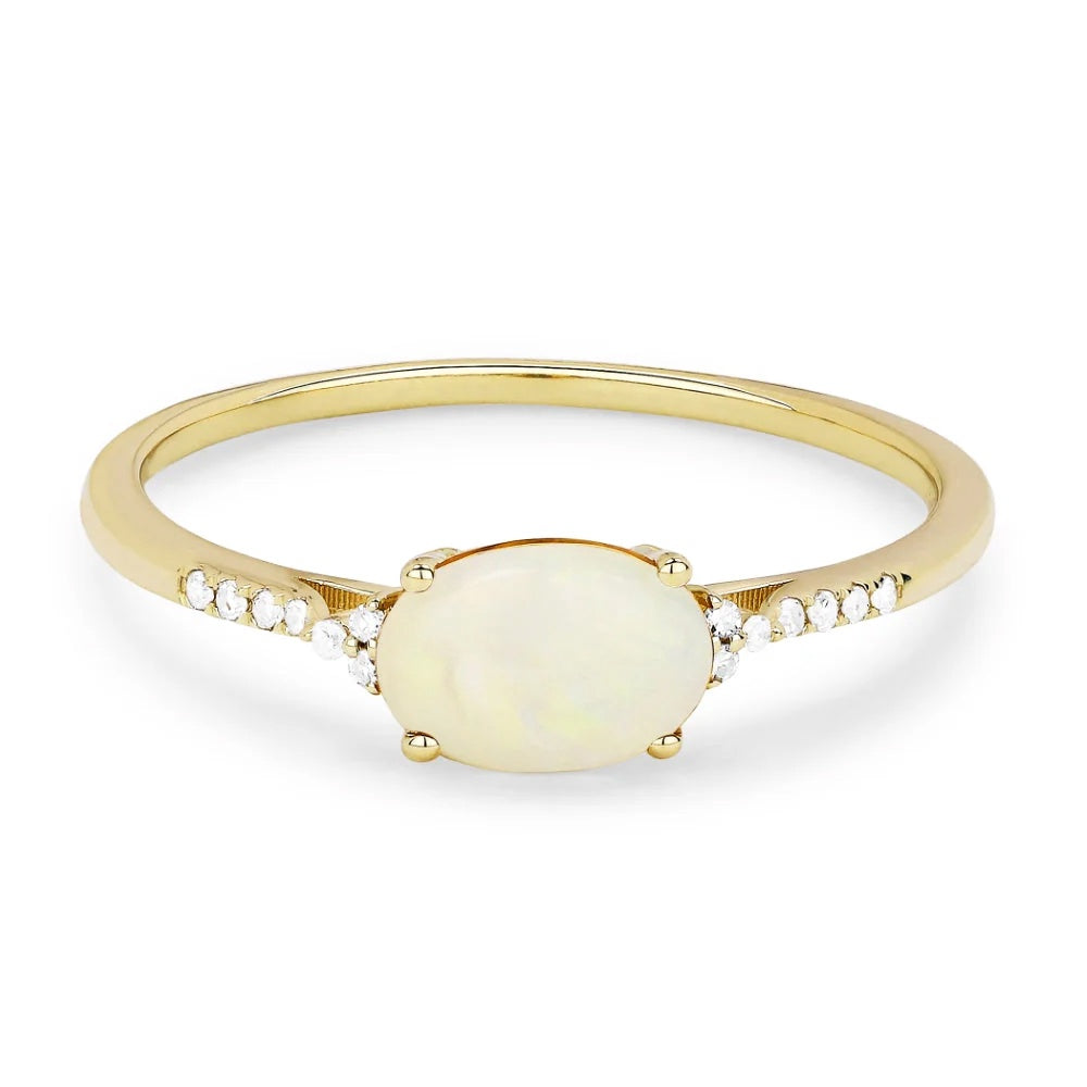 14K Created Opal & Diamond Ring