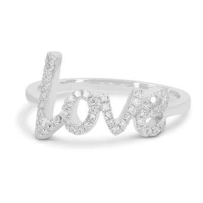 14K Love Script Diamond Ring