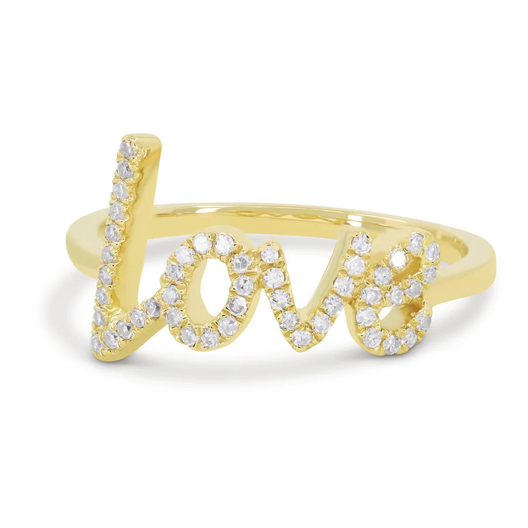 14K Love Script Diamond Ring