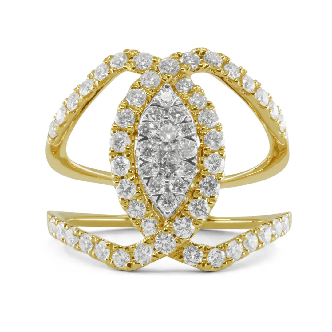 14KWY Marquise Cluster Twist Diamond Ring