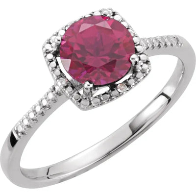 Birthstone & Diamond Ring