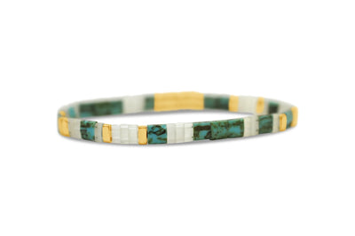 Self Love Tila - Take Care Turq Morse Code Bracelet