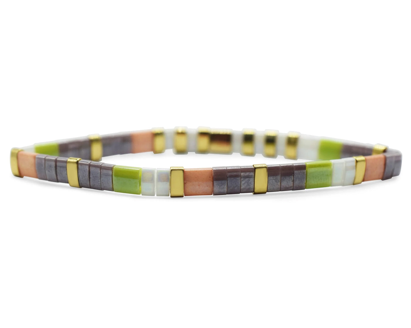 Bestie Morse Code Tila - Grape and Green Groove Bracelet