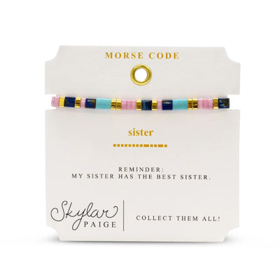 Sister Morse Code Tila - Tried & True Turq Lave and Blue Bracelet