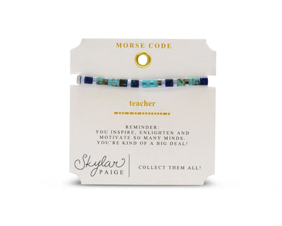 Teacher Morse Code Tila - Bohemian Blue Bracelet