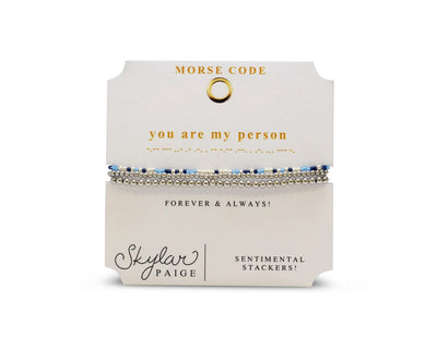 Morse Code Sentimental Stackers - "You Are My Person" Blue My Mind