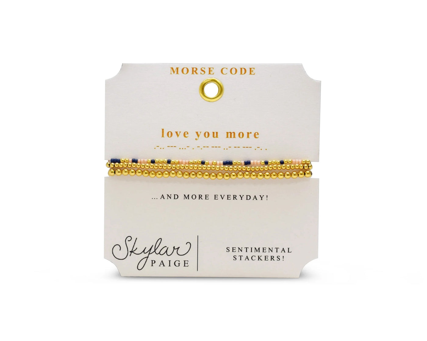 Morse Code Sentimental Stackers - "Love You More" Preppy Peach Bracelet