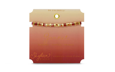 So Colorful! - Garnet Tila Morse Code Bracelet