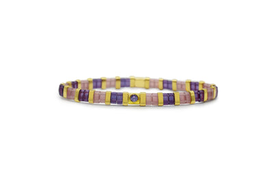 So Colorful! - Amethyst Tila Morse Code Bracelet