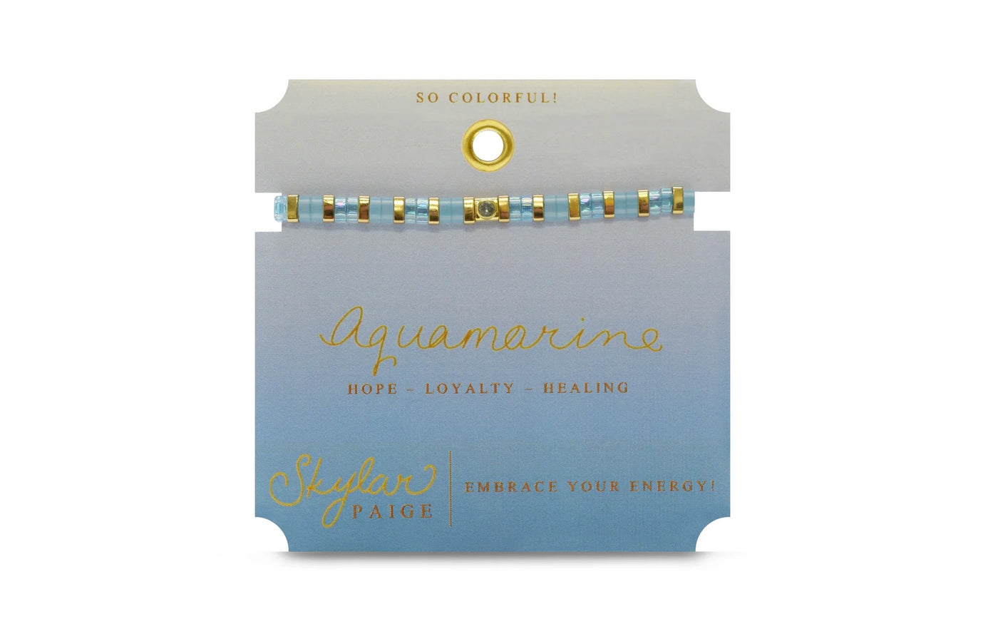 So Colorful! - Aquamarine Tila Morse Code Bracelet