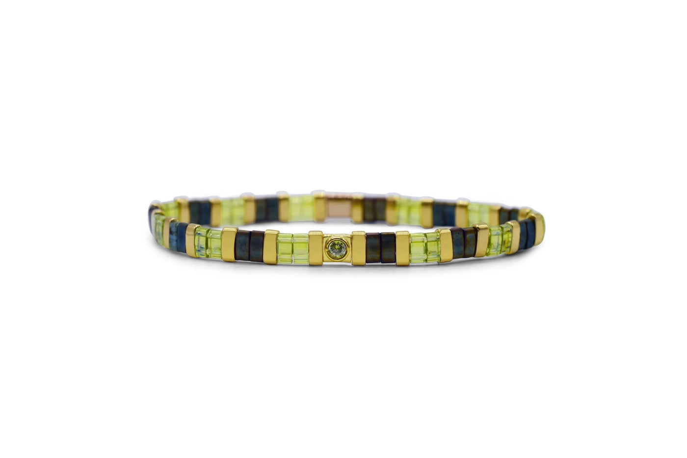 So Colorful! - Peridot Tila Morse Code Bracelet