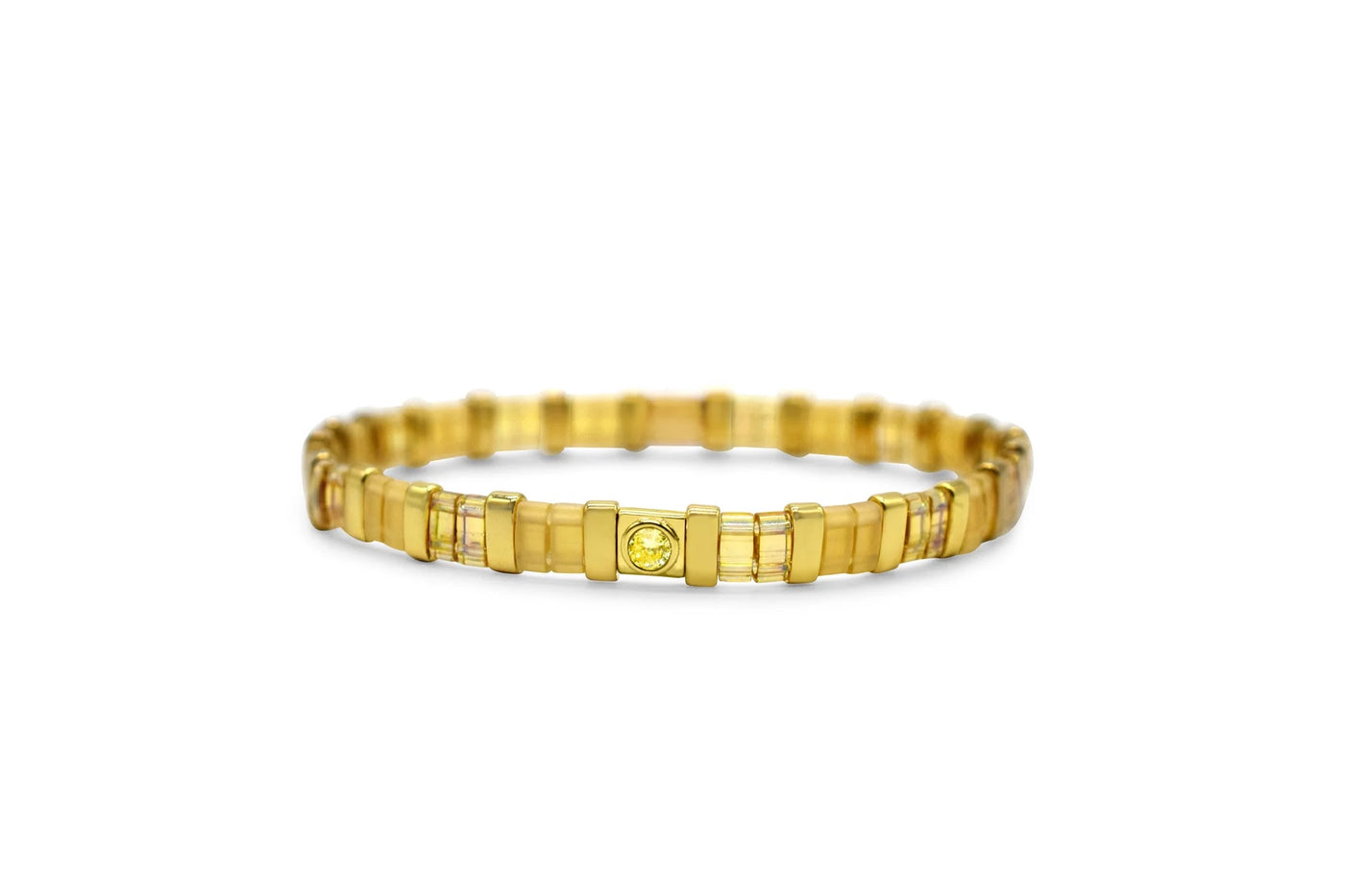 So Colorful! - Citrine Tila Morse Code Bracelet