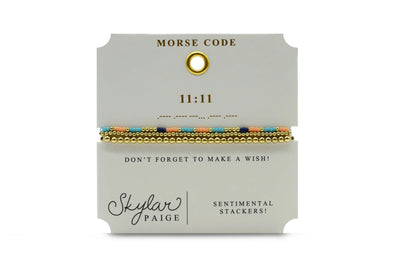 Morse Code Sentimental Stackers - 11:11 Bracelet