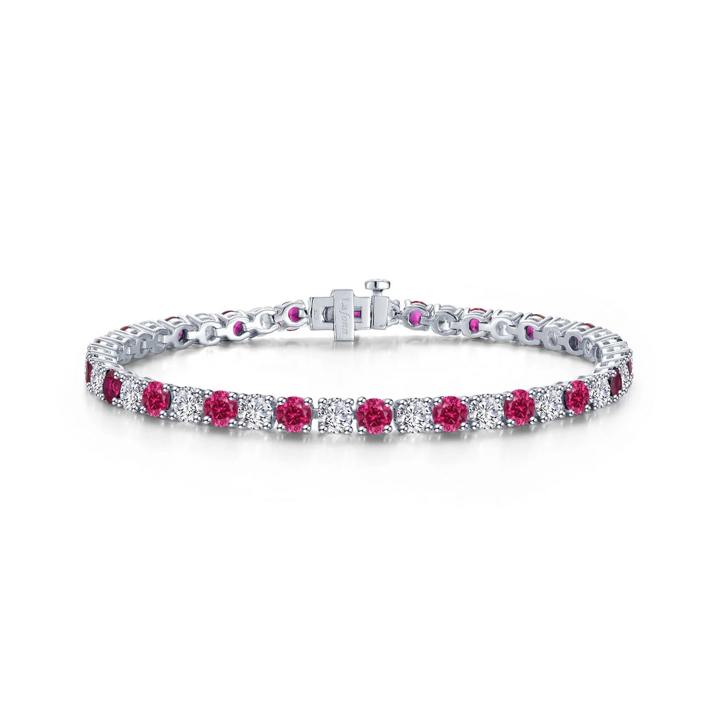 Classic Simulated Diamond & Lab-grown Ruby Tennis Bracelet