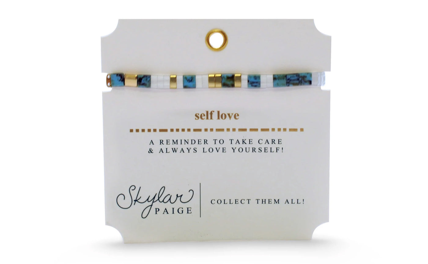 Self Love Tila - Take Care Turq Morse Code Bracelet