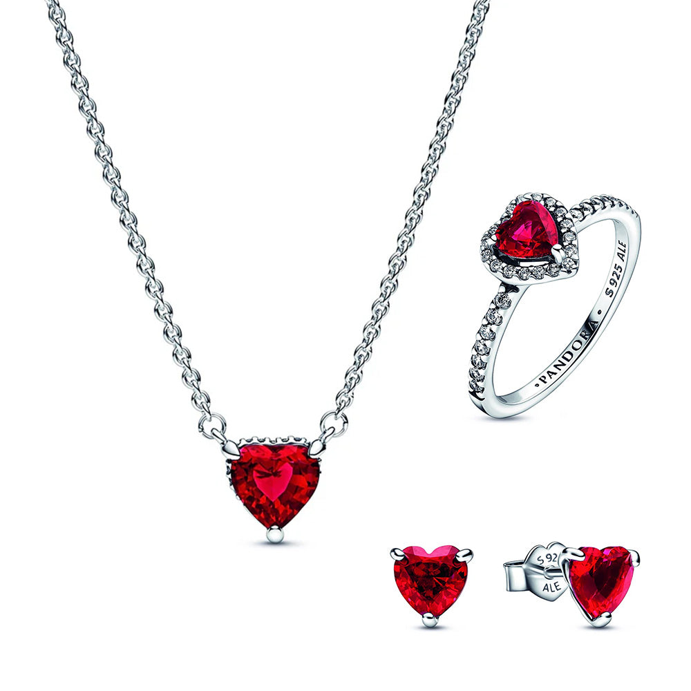 "Sparkling Red Heart" Jewelry Set